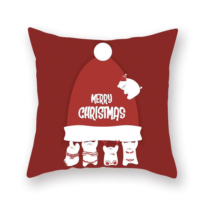 Christmas Xmas Red Pillow Case Tree Decoration Xmas Series Cushion Cover Case Pillow Zippered Square Pillowcase Santa Claus Cushion Cover Christmas Decorations For Home Snowman 45x45CM