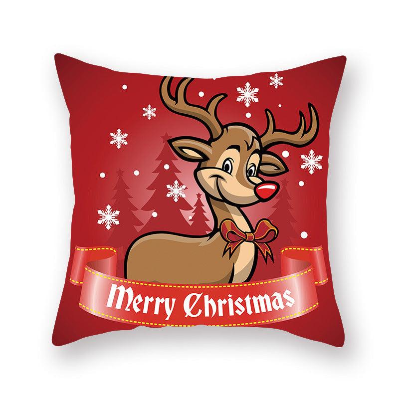 Christmas Xmas Red Pillow Case Tree Decoration Xmas Series Cushion Cover Case Pillow Zippered Square Pillowcase Santa Claus Cushion Cover Christmas Decorations For Home Snowman 45x45CM