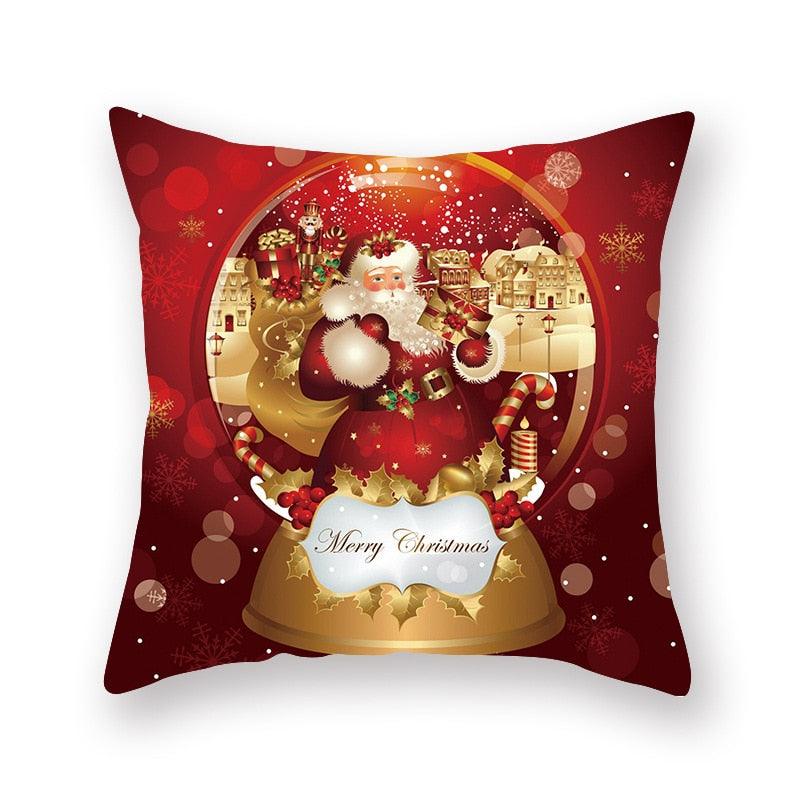 Christmas Xmas Red Pillow Case Tree Decoration Xmas Series Cushion Cover Case Pillow Zippered Square Pillowcase Santa Claus Cushion Cover Christmas Decorations For Home Snowman 45x45CM