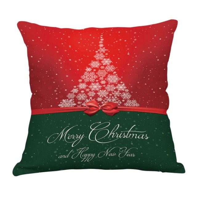 Christmas Xmas Red Pillow Case Tree Decoration Xmas Series Cushion Cover Case Pillow Zippered Square Pillowcase Santa Claus Cushion Cover Christmas Decorations For Home Snowman 45x45CM