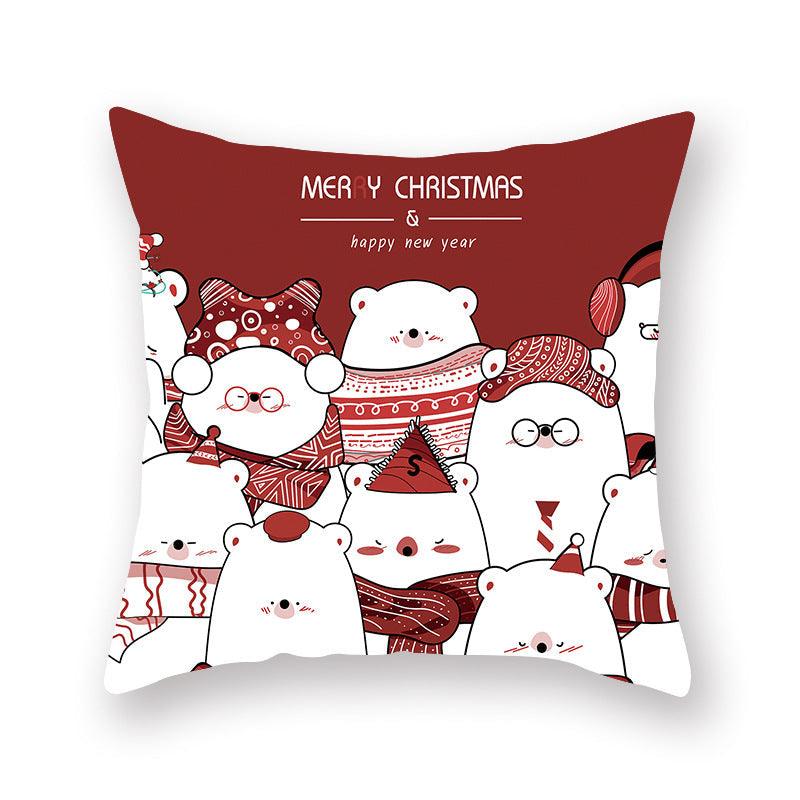 Christmas Xmas Red Pillow Case Tree Decoration Xmas Series Cushion Cover Case Pillow Zippered Square Pillowcase Santa Claus Cushion Cover Christmas Decorations For Home Snowman 45x45CM