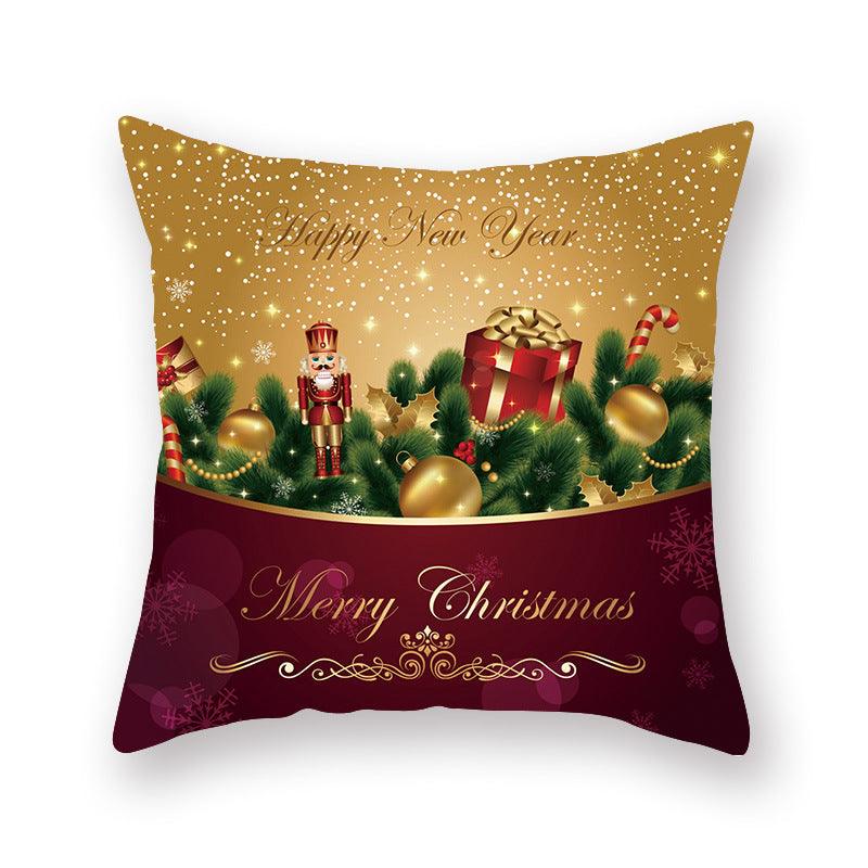 Christmas Xmas Red Pillow Case Tree Decoration Xmas Series Cushion Cover Case Pillow Zippered Square Pillowcase Santa Claus Cushion Cover Christmas Decorations For Home Snowman 45x45CM