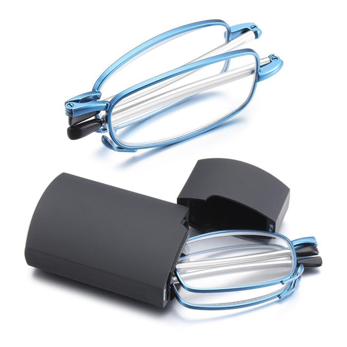 Classic Fashionable Folding Reading Glasses With Case  For Men Women Telescopic Rotation Eyeglasses Includes Glasses Case Blue Light Blocking Reading Glasses Folding Reading Glasses, Small Folding Readers for Men Women