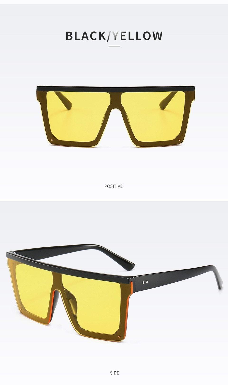 Classic Male Big Black Sunglasses For Men & Women New Fashionable Design New Mirror Pink Square  Oversize Square Sunglasses for Women Men