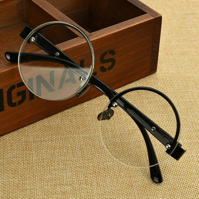 Classic Natural Crystal Glass Stone Reading Glasses Male High Definition Anti Fatigue Round Brown Reading Glasses Female Lightweight Thin Steel Frame With Compact Case For Daily Use