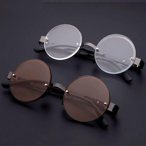 Classic Natural Crystal Glass Stone Reading Glasses Male High Definition Anti Fatigue Round Brown Reading Glasses Female Lightweight Thin Steel Frame With Compact Case For Daily Use