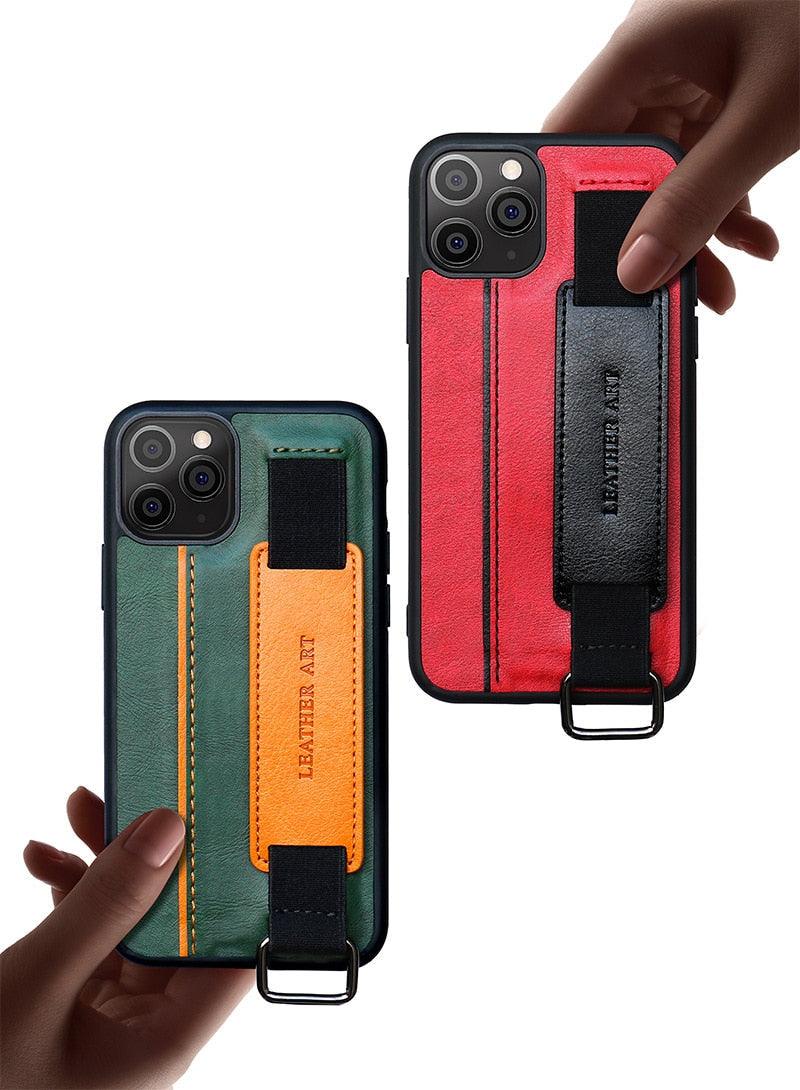 Classic Vintage Design Leather Belt Style With Strap Case for iPhone 14 13 12 Mini 11 Pro Max XS XR Max 8 7 6S Plus PU Leather Wristband Card Holder Full Cover Business Simple Iphone Case For Men And Women