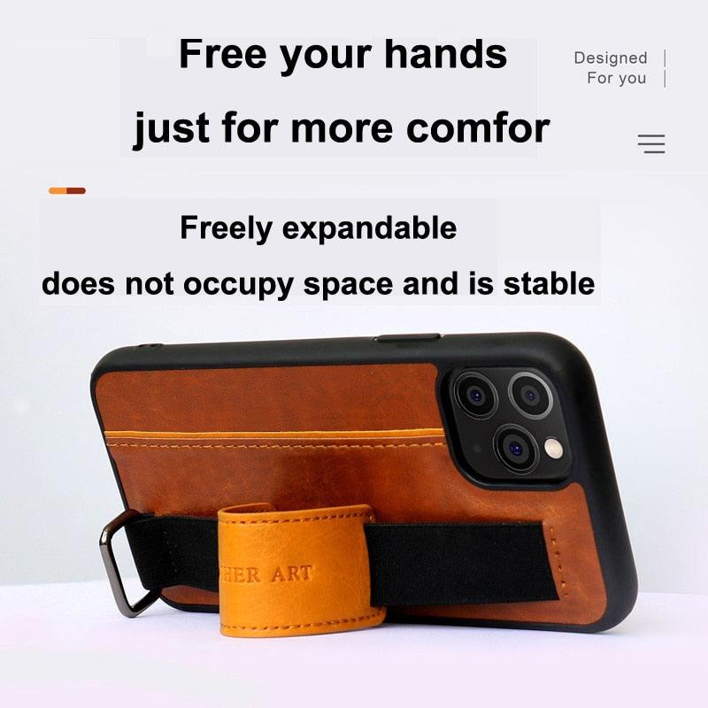 Classic Vintage Design Leather Belt Style With Strap Case for iPhone 14 13 12 Mini 11 Pro Max XS XR Max 8 7 6S Plus PU Leather Wristband Card Holder Full Cover Business Simple Iphone Case For Men And Women