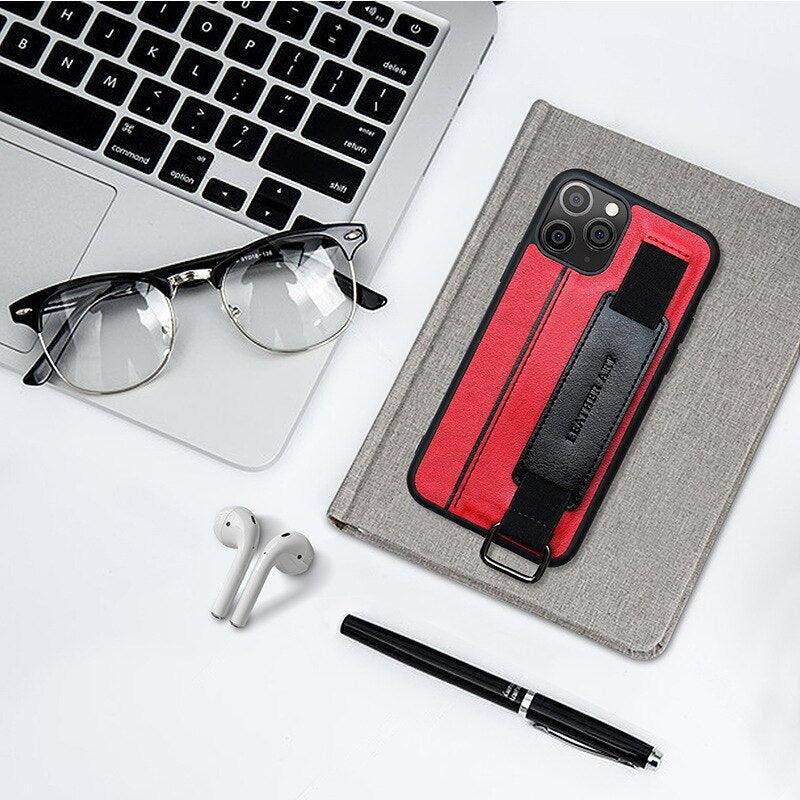 Classic Vintage Design Leather Belt Style With Strap Case for iPhone 14 13 12 Mini 11 Pro Max XS XR Max 8 7 6S Plus PU Leather Wristband Card Holder Full Cover Business Simple Iphone Case For Men And Women