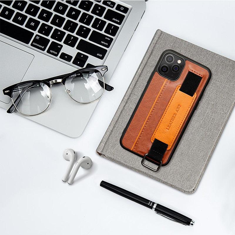 Classic Vintage Design Leather Belt Style With Strap Case for iPhone 14 13 12 Mini 11 Pro Max XS XR Max 8 7 6S Plus PU Leather Wristband Card Holder Full Cover Business Simple Iphone Case For Men And Women