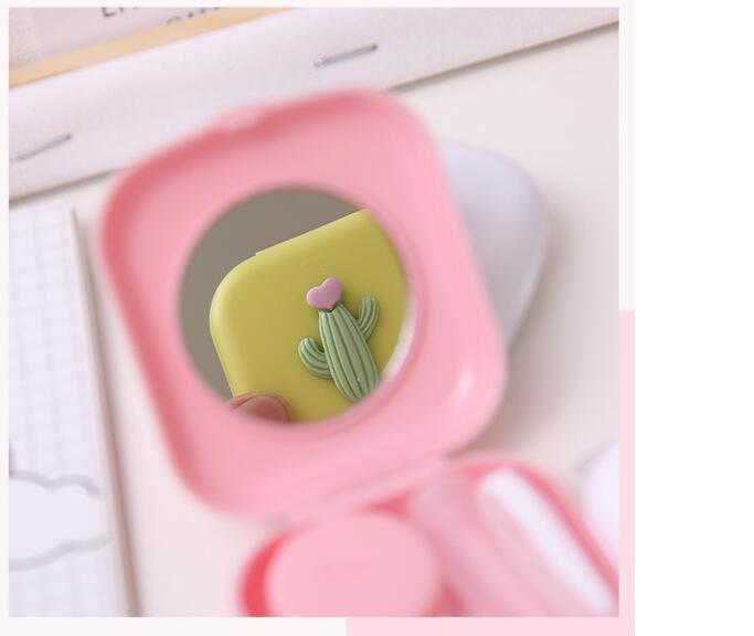 Colorful Contact Lens Cases Box With Mirror Cute Girl Fruit Women Mini Eyes Contact Lenses Case Container Travel Kit Set Colorful Contact Lens Case Travel Kit Contact Box Holder Lightweight Storage Container With Mirror