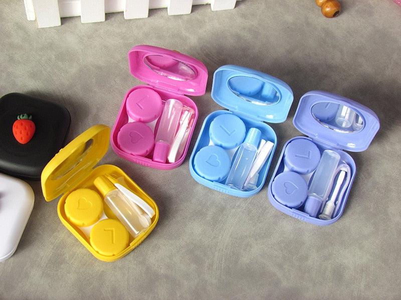 Colorful Contact Lens Cases Box With Mirror Cute Girl Fruit Women Mini Eyes Contact Lenses Case Container Travel Kit Set Colorful Contact Lens Case Travel Kit Contact Box Holder Lightweight Storage Container With Mirror