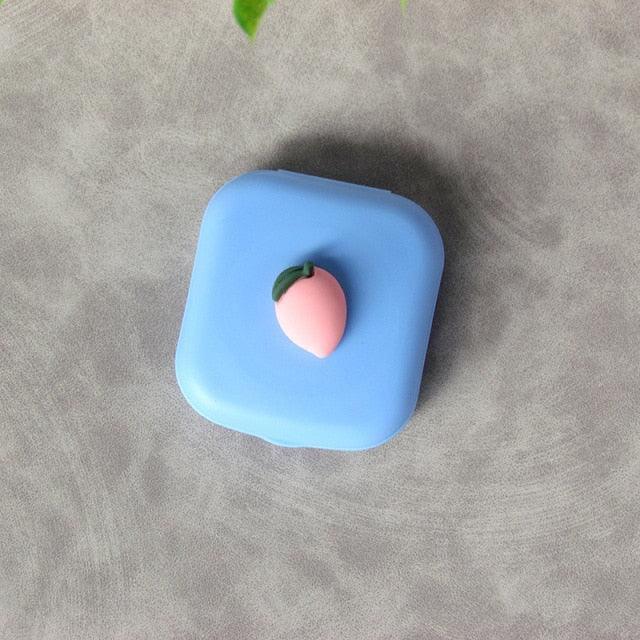 Colorful Contact Lens Cases Box With Mirror Cute Girl Fruit Women Mini Eyes Contact Lenses Case Container Travel Kit Set Colorful Contact Lens Case Travel Kit Contact Box Holder Lightweight Storage Container With Mirror