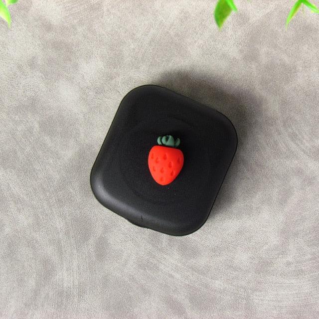 Colorful Contact Lens Cases Box With Mirror Cute Girl Fruit Women Mini Eyes Contact Lenses Case Container Travel Kit Set Colorful Contact Lens Case Travel Kit Contact Box Holder Lightweight Storage Container With Mirror