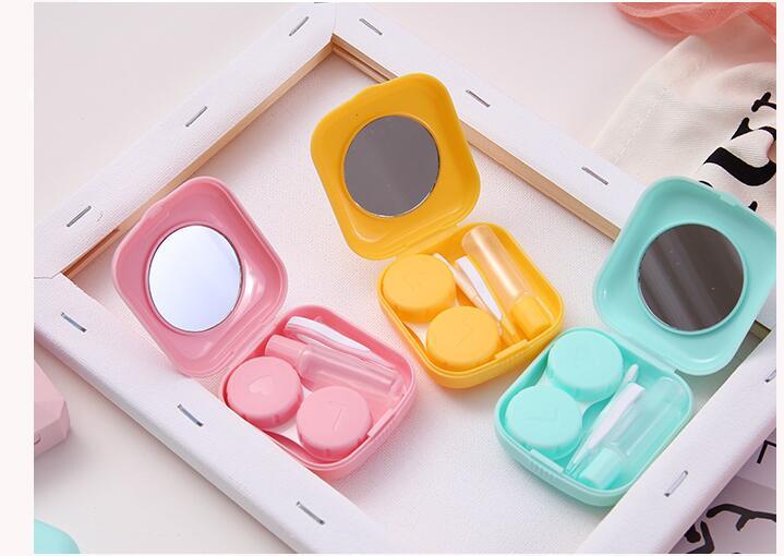 Colorful Contact Lens Cases Box With Mirror Cute Girl Fruit Women Mini Eyes Contact Lenses Case Container Travel Kit Set Colorful Contact Lens Case Travel Kit Contact Box Holder Lightweight Storage Container With Mirror
