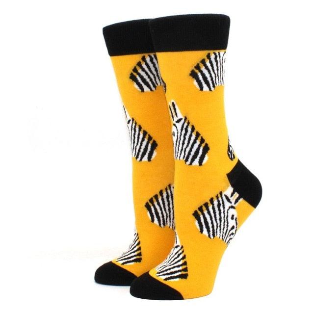 Colorful Cotton Crew Socks Funny Banana Cat Animal fruit Pattern Creative Ladies Novelty Cartoon Sock For Men And Women