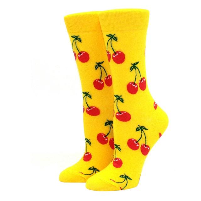 Colorful Cotton Crew Socks Funny Banana Cat Animal fruit Pattern Creative Ladies Novelty Cartoon Sock For Men And Women