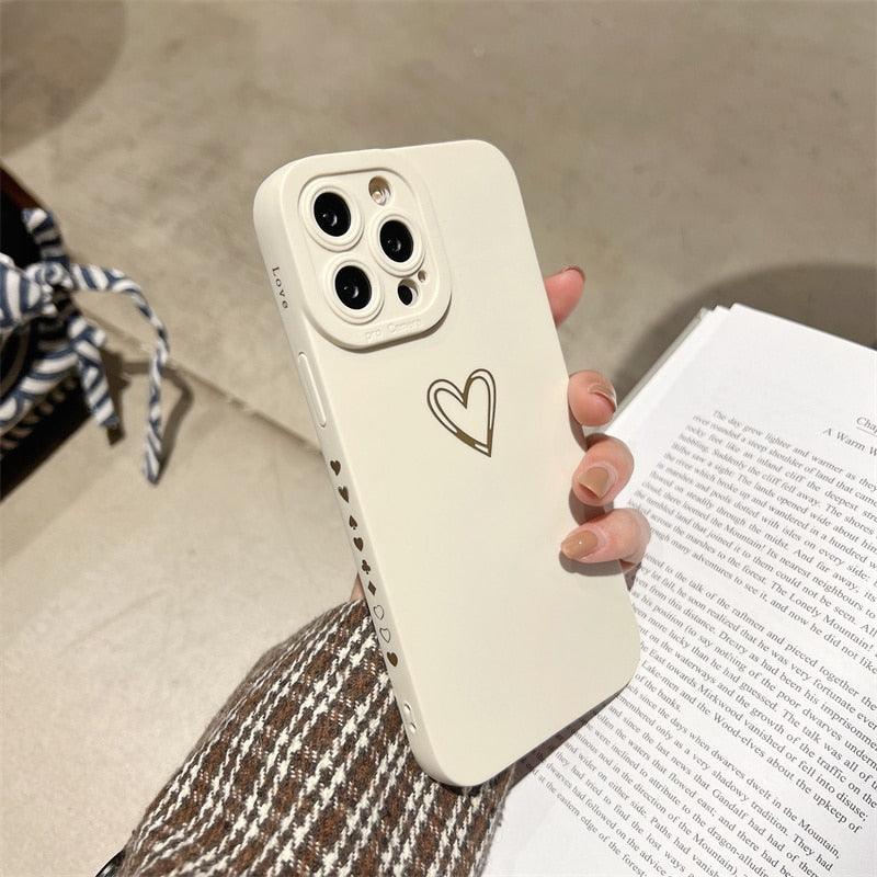 Colorful Love Heart Phone Case For iPhone 12 13 Pro Max 14 Pro Candy Color Soft Silicone Back Cover Shockproof Anti-Fingerprint Phone Case Lovely Gift For Women