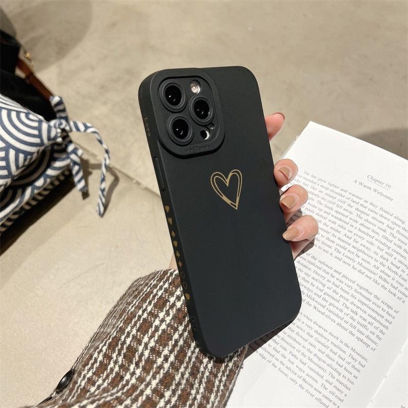Colorful Love Heart Phone Case For iPhone 12 13 Pro Max 14 Pro Candy Color Soft Silicone Back Cover Shockproof Anti-Fingerprint Phone Case Lovely Gift For Women