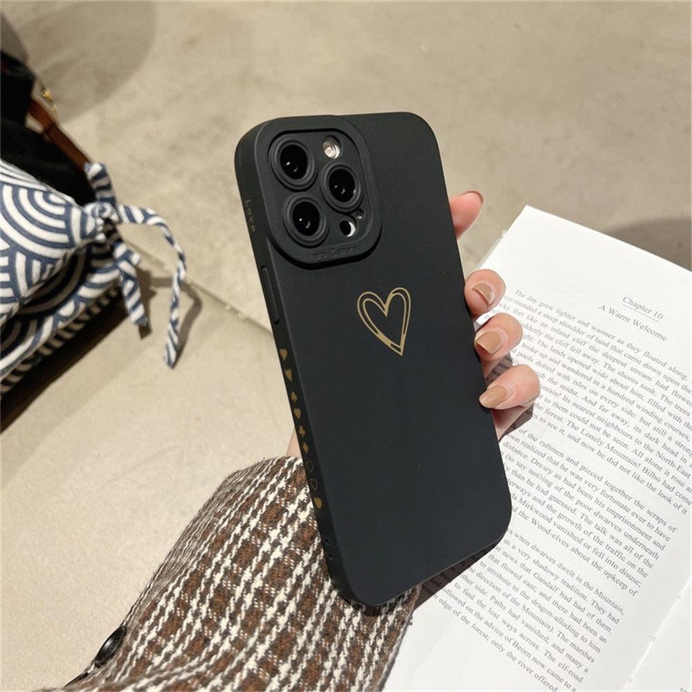 Colorful Love Heart Phone Case For iPhone 12 13 Pro Max 14 Pro Candy Color Soft Silicone Back Cover Shockproof Anti-Fingerprint Phone Case Lovely Gift For Women