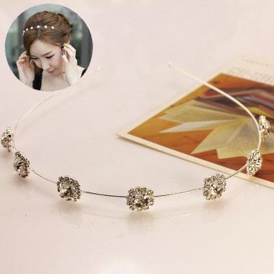 Colorful Rhinestone Flower Leaf Hair Hoop Headband Hairband for Women Girls Bezel Hair Band Hair Accessories Flower and Leaves Crown Hair Band for Bride and Bridesmaids