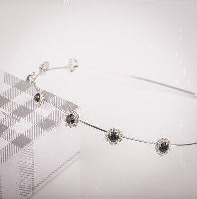 Colorful Rhinestone Flower Leaf Hair Hoop Headband Hairband for Women Girls Bezel Hair Band Hair Accessories Flower and Leaves Crown Hair Band for Bride and Bridesmaids