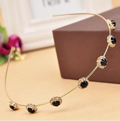 Colorful Rhinestone Flower Leaf Hair Hoop Headband Hairband for Women Girls Bezel Hair Band Hair Accessories Flower and Leaves Crown Hair Band for Bride and Bridesmaids