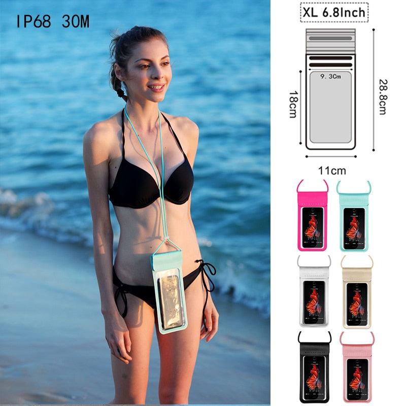 Colorful Universal Waterproof Case For iPhone 12 11 13 Pro Max X Water Proof Bag Mobile Phone Cover Universal Waterproof Phone Pouch for iPhone With Long Lanyard Lightweight Phone Case For Summer