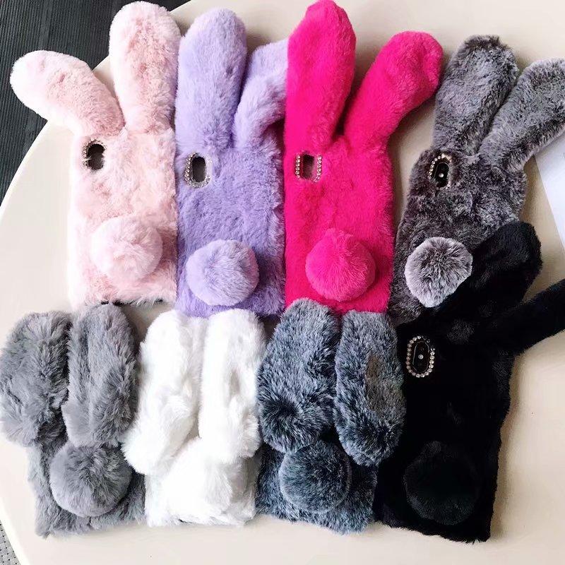Comfortable Bunny Funny Women Phone Cover For iPhone 12 mini 11 Pro Max Hairy Cute Rabbit Animal Case For iPhone XS MAX XR Soft Lightweight Phone Cover Girl Gifts