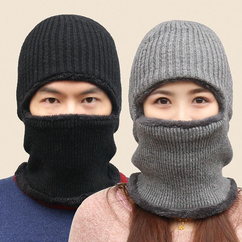 Coral Fleece Winter hat Beanies Hat Scarf Warm Breathable Wool Knitted Hat For women Double Layers Protection Cap Mask Scarf Hat Set Outdoor Sport Warm Beanies Hat For Men Knitted Hats Bandana Hiking Camping Kid Neck Warmer Cap