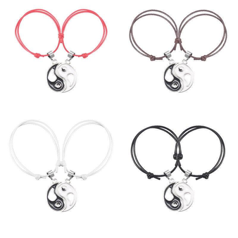 Couple Bracelet Vintage Adjustable Hand Jewelry Accessories Pendants Wrap Rope Cord Bracelet Set Bangle For Couple BFF Matching Puzzle Pendant Bracelet Friendship For Women Men