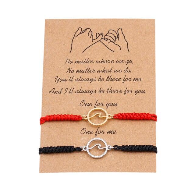 Couple Magnets Bracelets Ocean Waves Charm Pinky Promise Bracelets Adjustable For Women Men Friendship Valentine's Day Couple Bracelet For Women Love Friendship Rope Braided Distance Bangle Magnetic Bracelets Paired Jewelry Bracelet