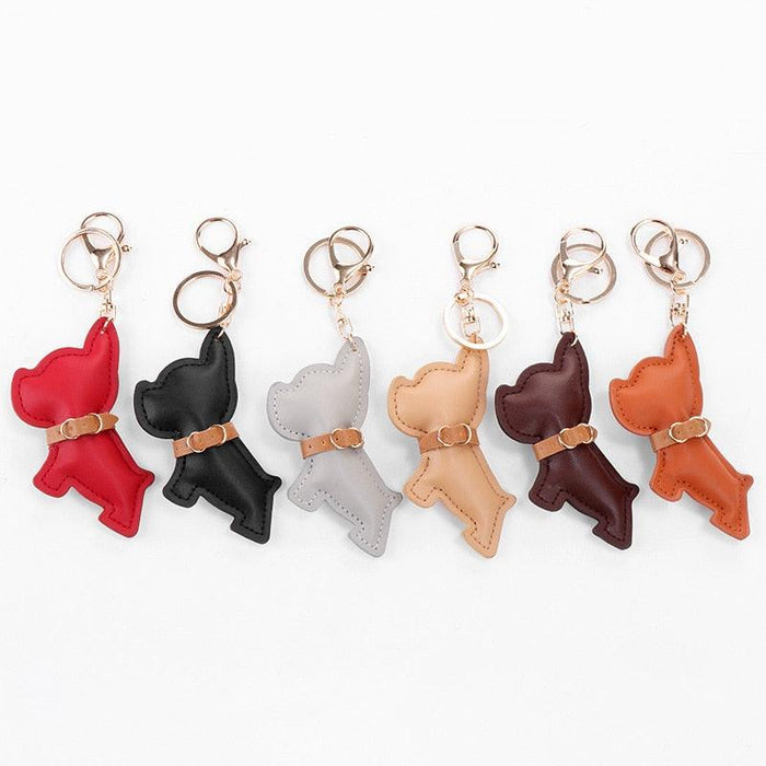Creative High-End Leather Dog Keychain Men's Key Chain Personality Car Key Pendant Couple Gift For Ladies Keychain Soft Leather Dog Keychain