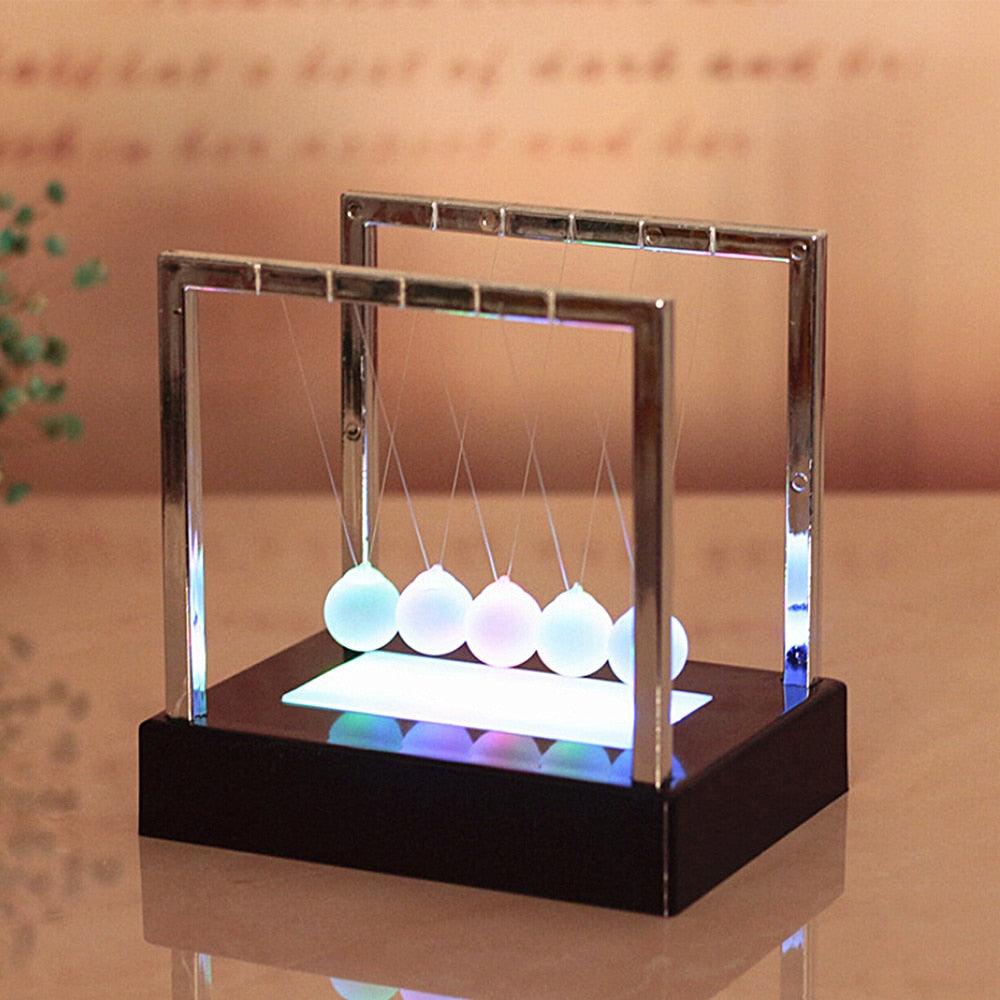 Creative LED Swing Ball Ornaments Colorful Luminous Magnetic Levitation Office Decoration Indoor Decorative Table Lamp Cute Study Lamps for Bedroom Décor