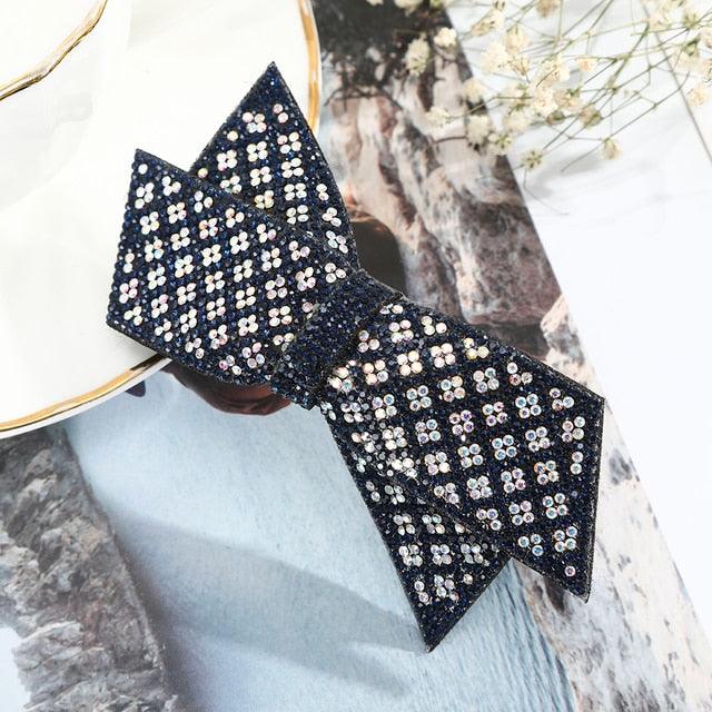 Crystal Big Bow Hair Clips For Women Girls Hair Accessories Rhinestone Hairpins Plastic Hairgirps Retro Barrette Headwear Gorgeous Hair Accessories For Women