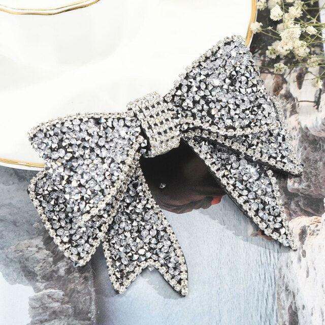 Crystal Big Bow Hair Clips For Women Girls Hair Accessories Rhinestone Hairpins Plastic Hairgirps Retro Barrette Headwear Gorgeous Hair Accessories For Women