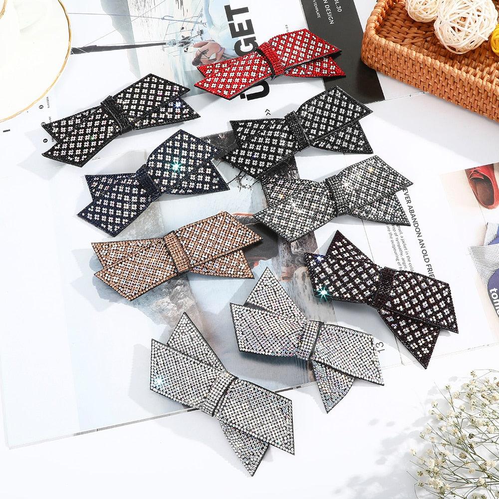 Crystal Big Bow Hair Clips For Women Girls Hair Accessories Rhinestone Hairpins Plastic Hairgirps Retro Barrette Headwear Gorgeous Hair Accessories For Women