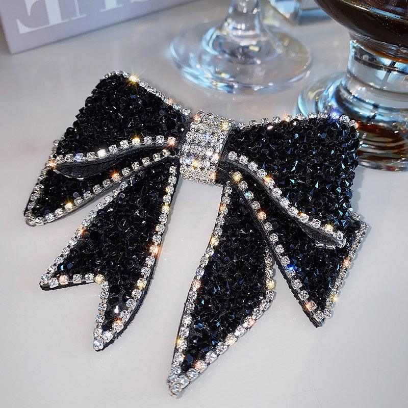 Crystal Big Bow Hair Clips For Women Girls Hair Accessories Rhinestone Hairpins Plastic Hairgirps Retro Barrette Headwear Gorgeous Hair Accessories For Women