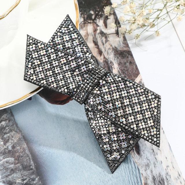 Crystal Big Bow Hair Clips For Women Girls Hair Accessories Rhinestone Hairpins Plastic Hairgirps Retro Barrette Headwear Gorgeous Hair Accessories For Women