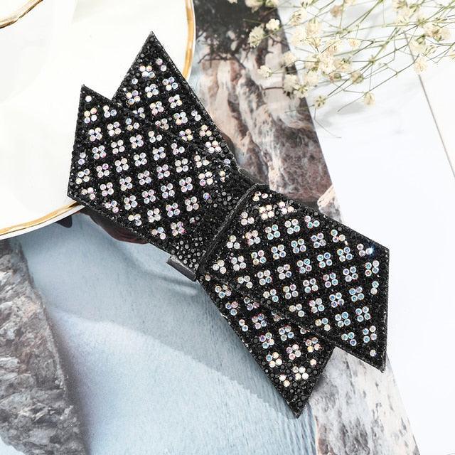 Crystal Big Bow Hair Clips For Women Girls Hair Accessories Rhinestone Hairpins Plastic Hairgirps Retro Barrette Headwear Gorgeous Hair Accessories For Women