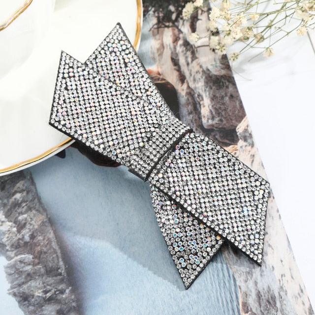 Crystal Big Bow Hair Clips For Women Girls Hair Accessories Rhinestone Hairpins Plastic Hairgirps Retro Barrette Headwear Gorgeous Hair Accessories For Women