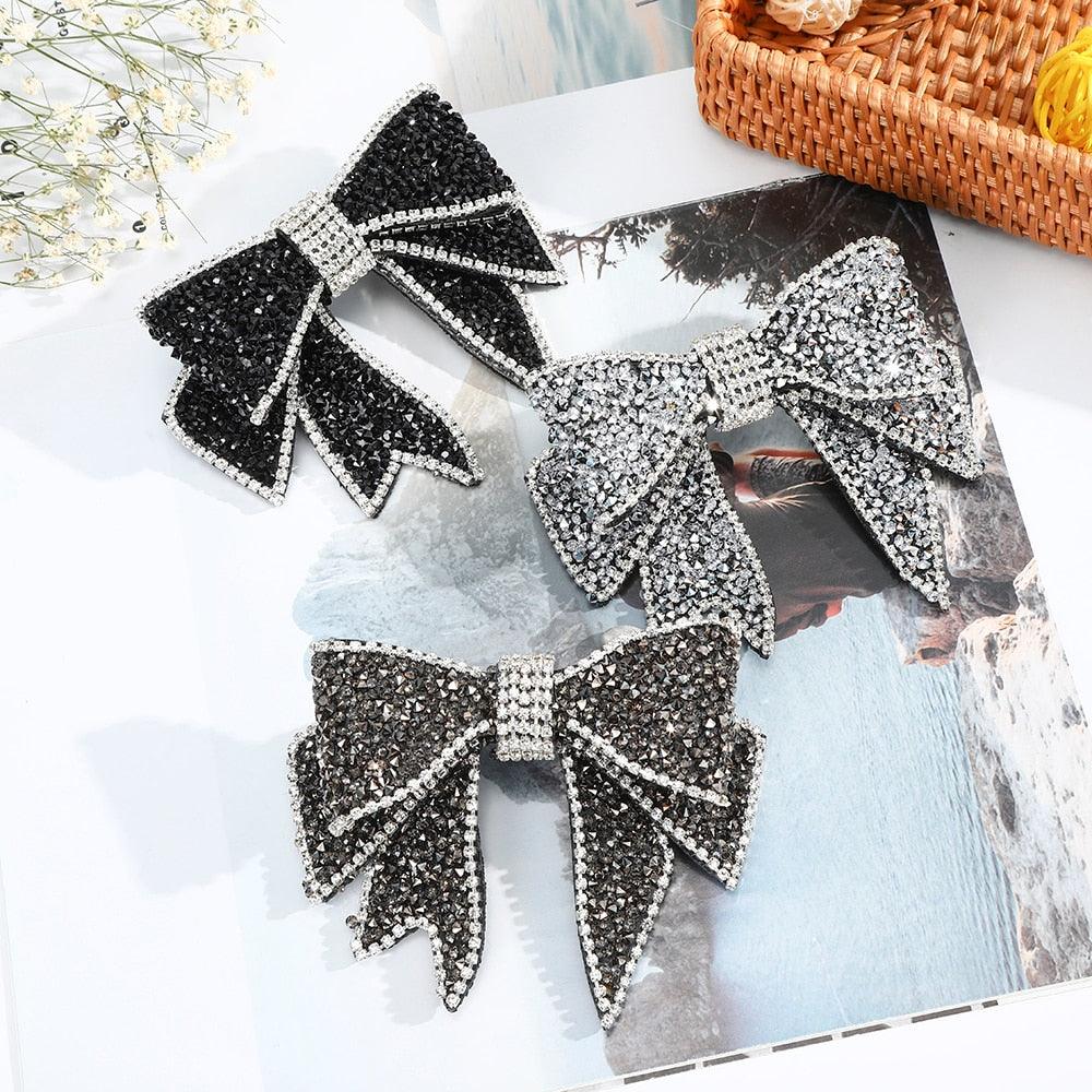 Crystal Big Bow Hair Clips For Women Girls Hair Accessories Rhinestone Hairpins Plastic Hairgirps Retro Barrette Headwear Gorgeous Hair Accessories For Women