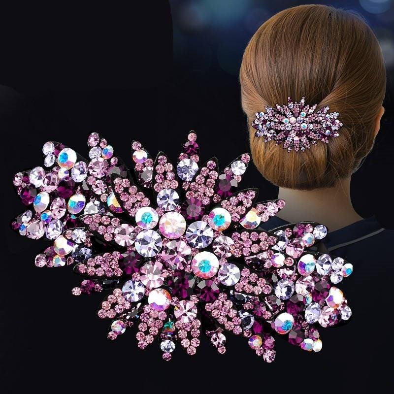 Crystal Flower Barrettes Hair Clips for Women Vintage Rhinestone Hairpins Headwear Girls Hair Accessories Jewelry Clips Fashion Hairgrips Accessories For Party