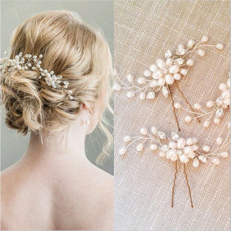 Crystal Pearl Bridal Tiaras Hairbands Hairpins Bridesmaid Diamante Hair Vine Accessories Wedding Jewelry 35cm Headwear Gorgeous Hair Accessories For Women