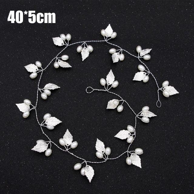 Crystal Pearl Bridal Tiaras Hairbands Hairpins Bridesmaid Diamante Hair Vine Accessories Wedding Jewelry 35cm Headwear Gorgeous Hair Accessories For Women