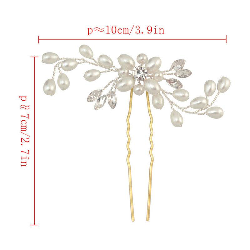 Crystal Pearl Bridal Tiaras Hairbands Hairpins Bridesmaid Diamante Hair Vine Accessories Wedding Jewelry 35cm Headwear Gorgeous Hair Accessories For Women