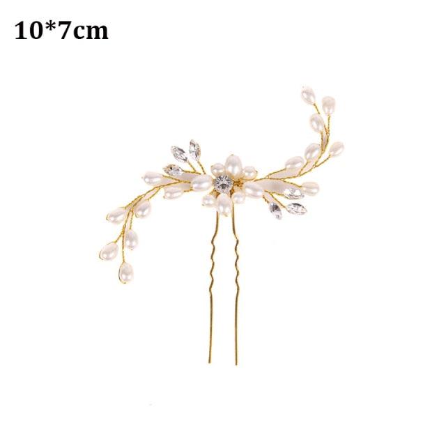 Crystal Pearl Bridal Tiaras Hairbands Hairpins Bridesmaid Diamante Hair Vine Accessories Wedding Jewelry 35cm Headwear Gorgeous Hair Accessories For Women