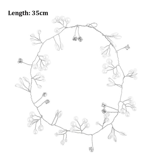 Crystal Pearl Bridal Tiaras Hairbands Hairpins Bridesmaid Diamante Hair Vine Accessories Wedding Jewelry 35cm Headwear Gorgeous Hair Accessories For Women