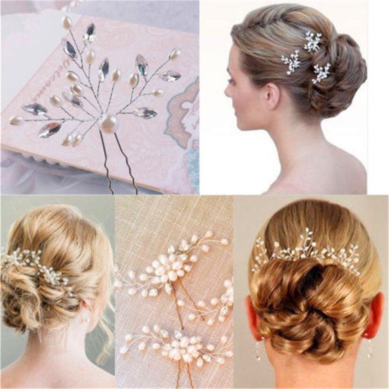 Crystal Pearl Bridal Tiaras Hairbands Hairpins Bridesmaid Diamante Hair Vine Accessories Wedding Jewelry 35cm Headwear Gorgeous Hair Accessories For Women