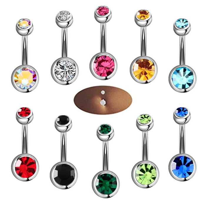 Crystal Piercing Navel Surgical Steel Rhinestone Belly Button Rings Navel Piercing Ball Belly Button Rings Belly Rings for Women Belly Piercing Jewelry Belly Bars Navel Rings Stainless Steel Navel Piercing Jewelry for Women